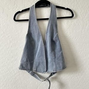Light Blue Denim Halter Top